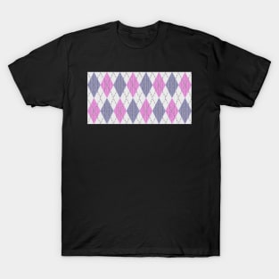 Pink Purple Argyle Knit Pattern T-Shirt